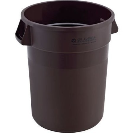 GEC Global Industrial Plastic Trash Can, 32 Gallon, Brown XDW-008-BN